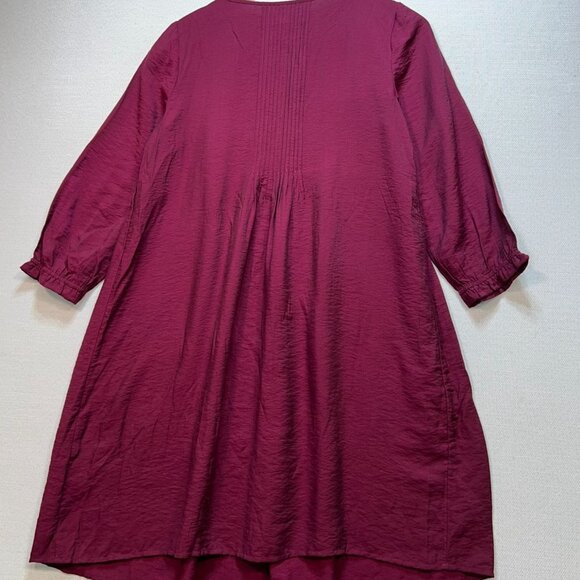 NWT J.Jill Womens A-Line Mini Babydoll Dress Small Cranberry Pintuck Casual - Picture 10 of 12
